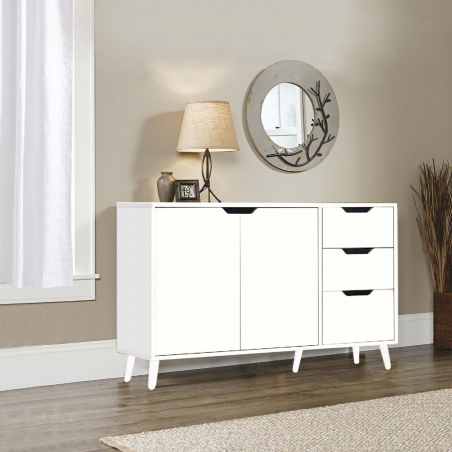 Buffet avec 2 portes et 3 tiroirs Art.136 Armoire polyvalente 120X40X74.5H