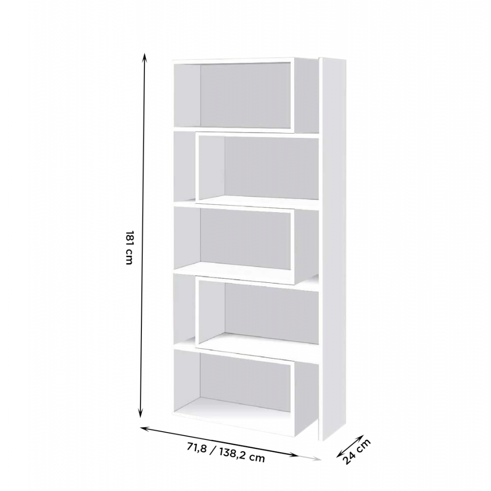 Art.CR16 Bibliothèque extensible 5 à 10 compartiments en bois 181H cm