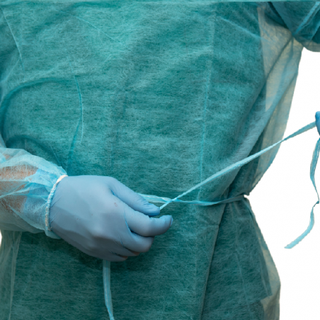 Paquet 10 unités. Blouse médicale jetable de classe I pour visiteurs ou patients