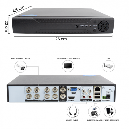 APP Surveillance DVR NVR CVI TVI HVR AHD Enregistreur vidéo 8 canaux H.264