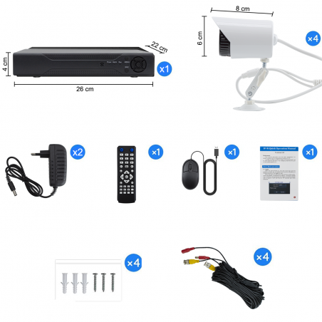 APP Surveillance DVR NVR CVI TVI HVR AHD 4CH 4 Caméras H.264