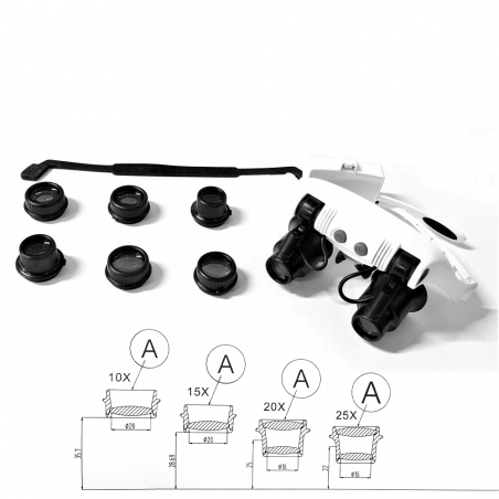 013946 Loupes avec 2 lumières LED pour la réparation de montres