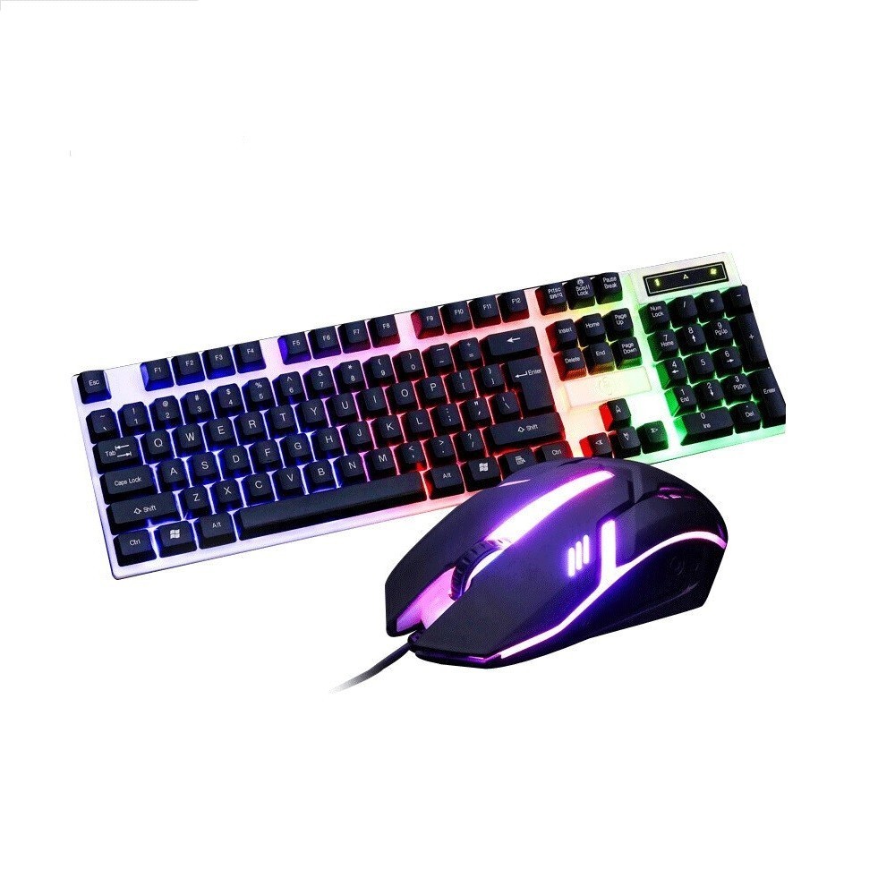 666422 Clavier souris USB RGB Gaming pour ordinateur LED arc-enciel rétroéclairé