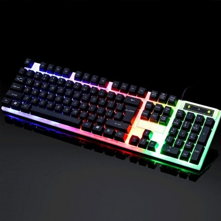 666422 Clavier souris USB RGB Gaming pour ordinateur LED arc-enciel rétroéclairé