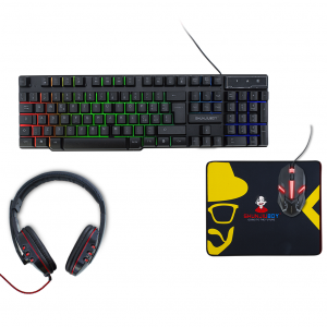 666446 Clavier de jeu 4 en 1 avec éclairage RGB, casque,...