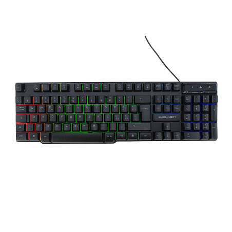666446 Clavier de jeu 4 en 1 avec éclairage RGB, casque, souris et pad