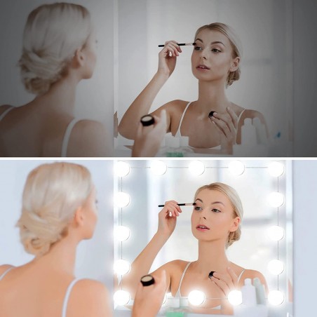 136041 4 ampoules LED miroir Intensité réglable 3 voies USB