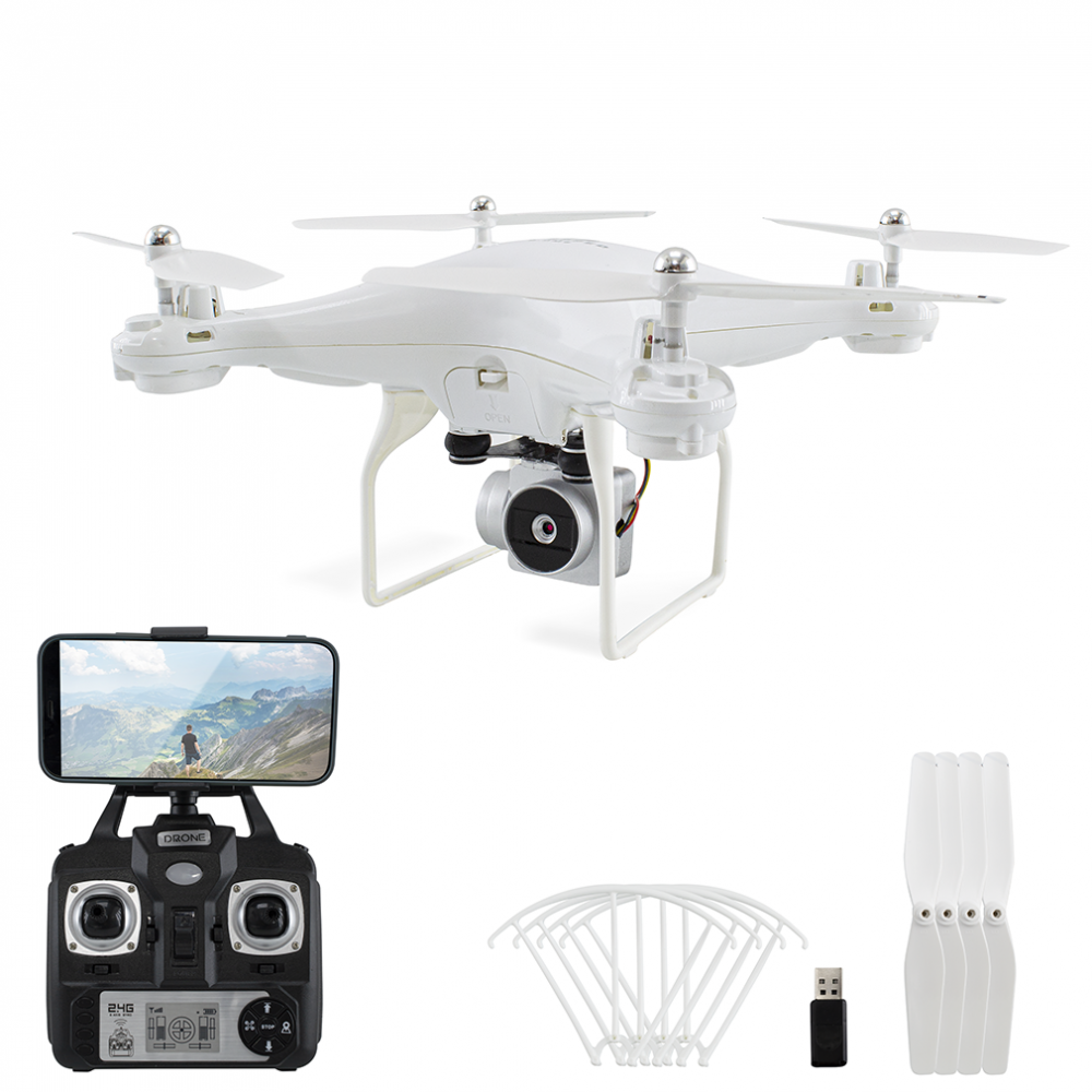 Mini drone avec caméra HD 1080P Drone quadrirotor télécommandé 33x11x33cm