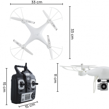 Mini drone avec caméra HD 1080P Drone quadrirotor télécommandé 33x11x33cm