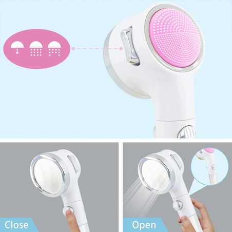 514493 Pomme de douche avec filtre coton mitigeur éponge silicone