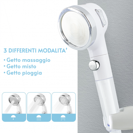 514493 Pomme de douche avec filtre coton mitigeur éponge silicone