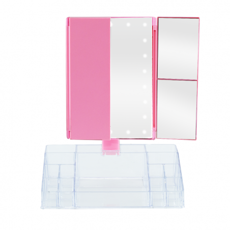 945126 Miroir rotatif avec lumières LED tactiles et organiseur de compartiments