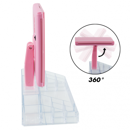 945126 Miroir rotatif avec lumières LED tactiles et organiseur de compartiments