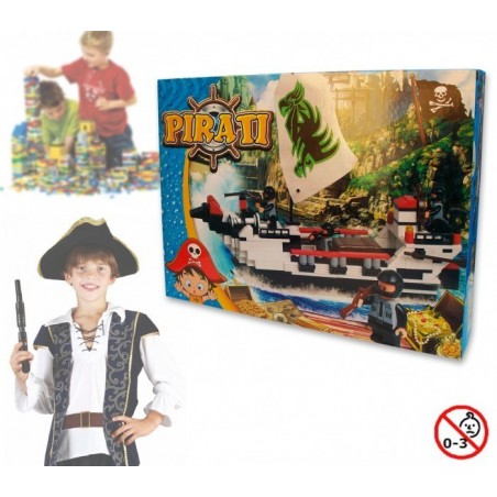 Jeu de construction - Bateau Pirate - 200 piéces à assembler -3 personnages avec voiles - 371142 Jeu de construction - Bateau Pirate - 200 piéces à assembler -3 personnages avec voiles - 371142