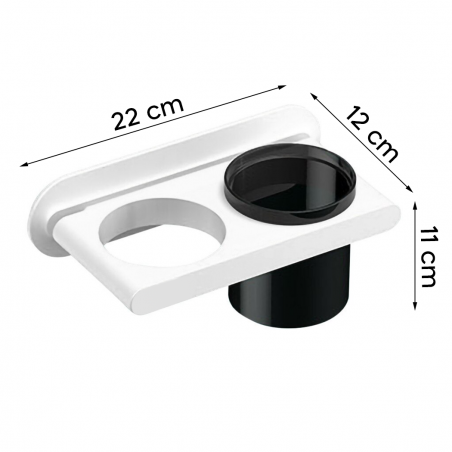 211051 Porte-sèche-cheveux mural multifonctionnel avec 2 compartiments