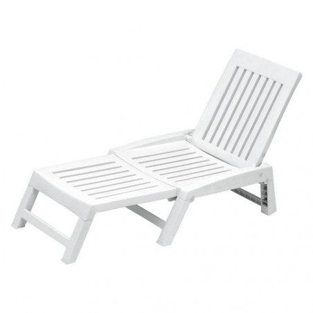 Set 2 pcs ORFEO chaise longue en résine blanche 177x61x85cm Mobilier de jardin