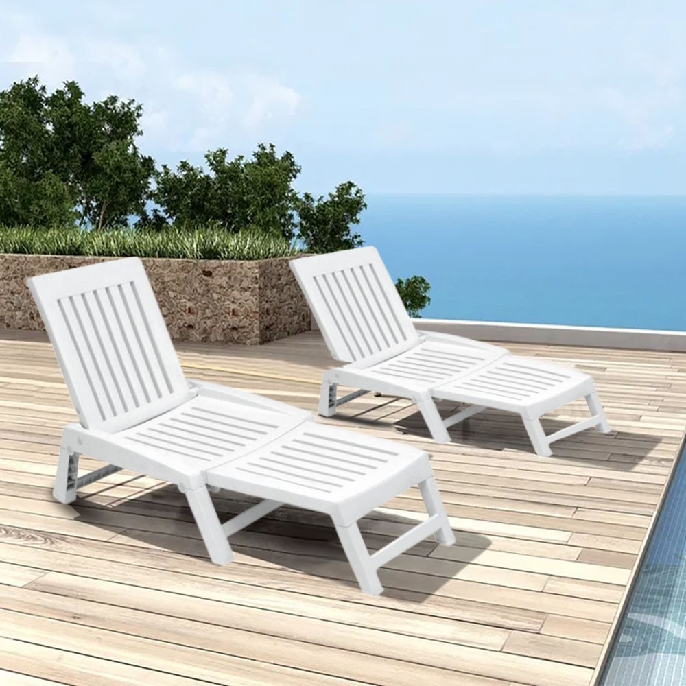 Set 2 pcs ORFEO chaise longue en résine blanche...