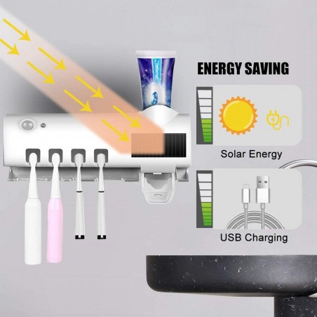 Stérilisateur UV 4 fentes porte-brosse à dents 187752 chargement solaire USB