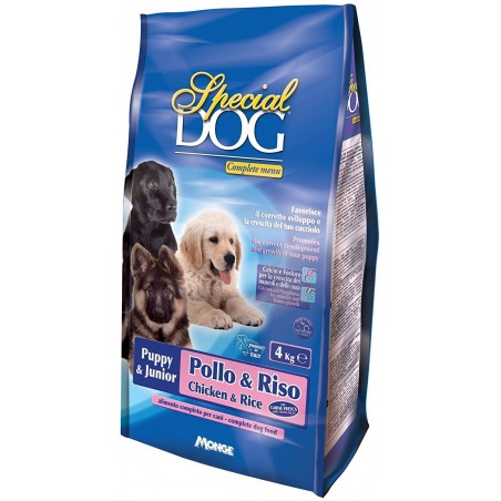 007672 Monge spécial chien qualité premium Puppy et Junior poulet et riz 4 kg