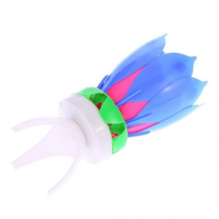 456910 Pack 4 bougies musicales forme Fleur avec effets sonores et rotatifs BLEU