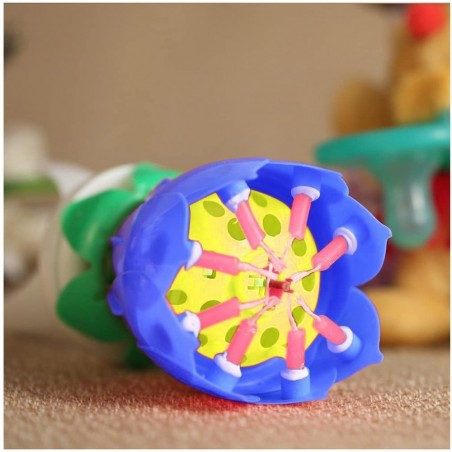 456910 Pack 4 bougies musicales forme Fleur avec effets sonores et rotatifs BLEU