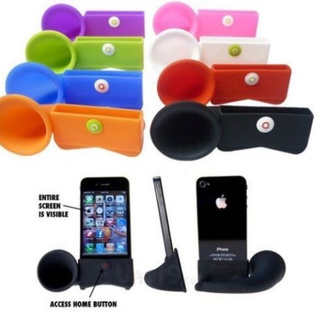 Haut Parleur pour iPhone 3G 3GS 4 4s en silicone noir en forme de corne 