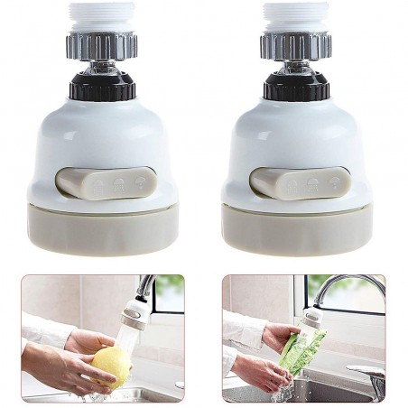 593278 Lot de 2 filtres de robinet rotatifs 360° en ABS 3 jets ANTISPLASH