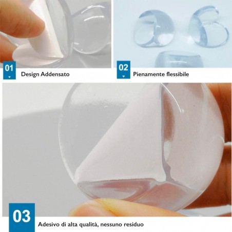 256527 Coins 4 unités adhésif double face en matière plastique transparente