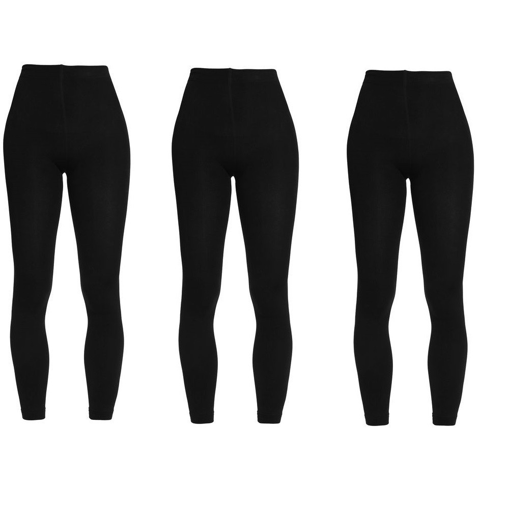 Lot de 3 leggings noirs opaques avec doublure polaire 380 Den Taille Unique