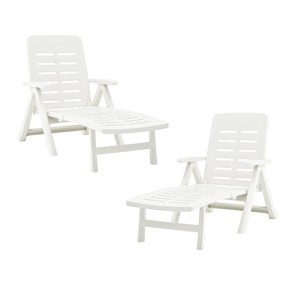 2 longues longues en polypropylène blanc SMERALDO 72x189x96hcm Mobilier jardin