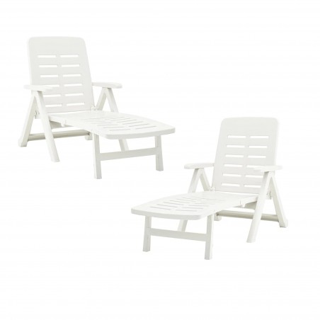 2 longues longues en polypropylène blanc SMERALDO 72x189x96hcm Mobilier jardin
