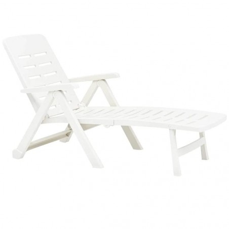 2 longues longues en polypropylène blanc SMERALDO 72x189x96hcm Mobilier jardin