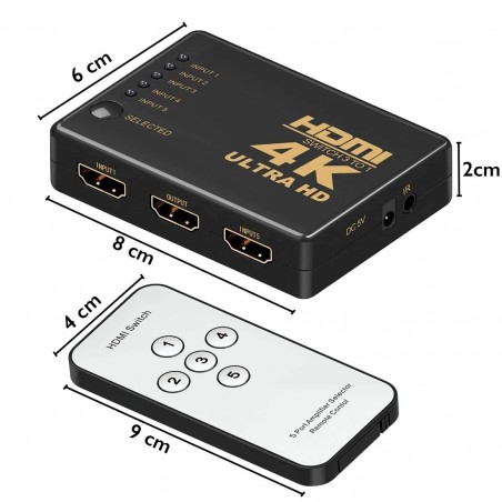 Commutateur HDMI Ultra HD 5 entrées 4K Commutateur 1080P avec télécommande