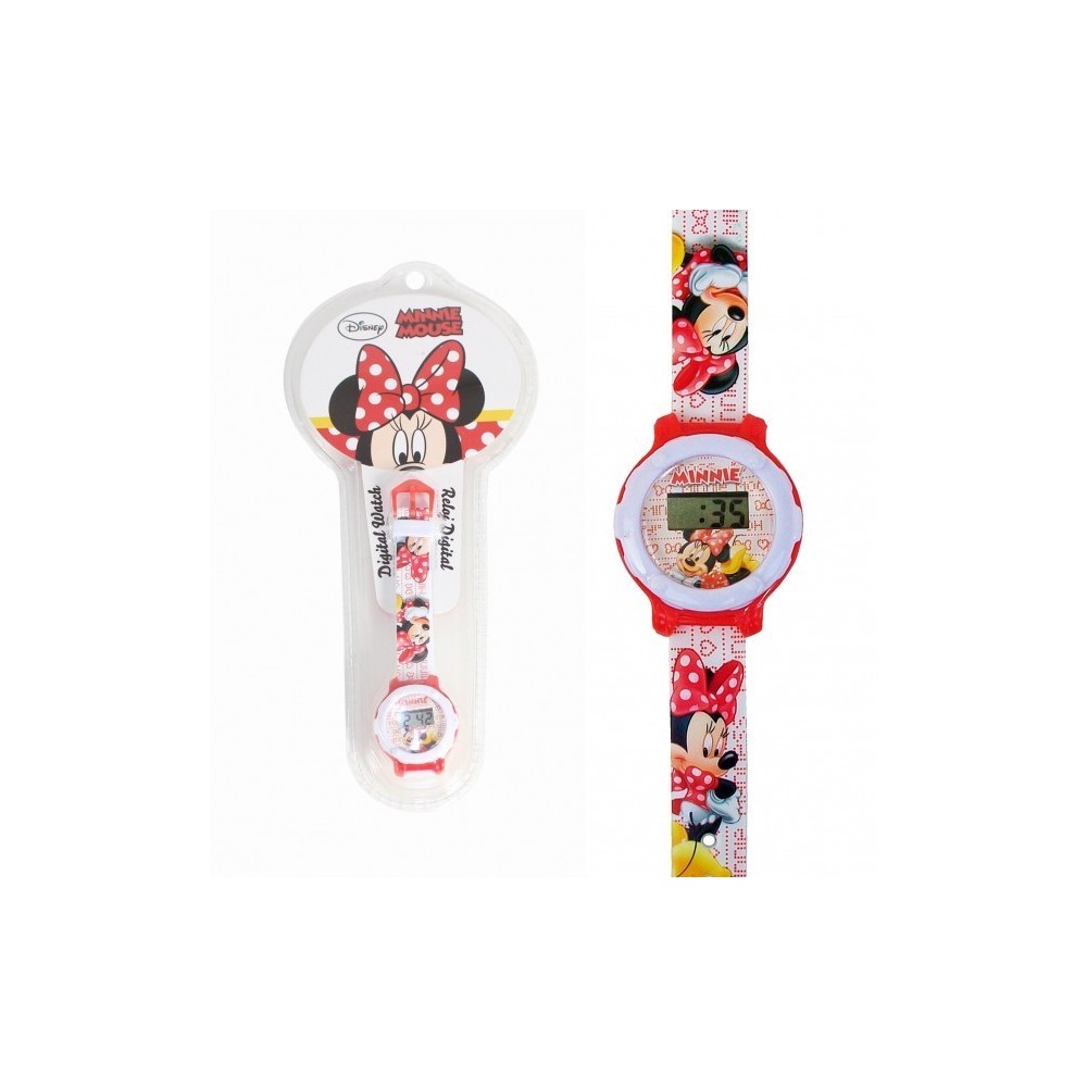 Montre numérique avec bracelet en caoutchouc infantile - garçon et fille - motif Minnie Mouse - Disney WD10561