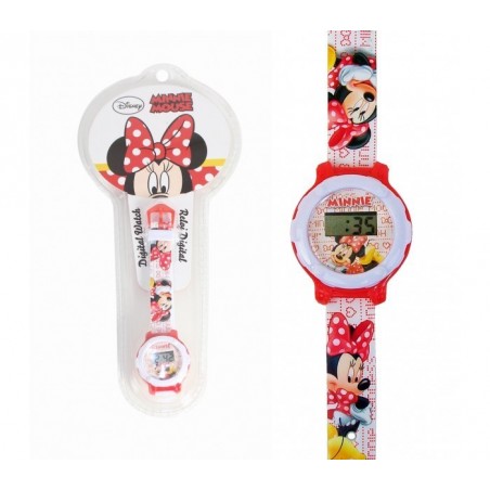 Montre numérique avec bracelet en caoutchouc infantile - garçon et fille - motif Minnie Mouse - Disney WD10561
