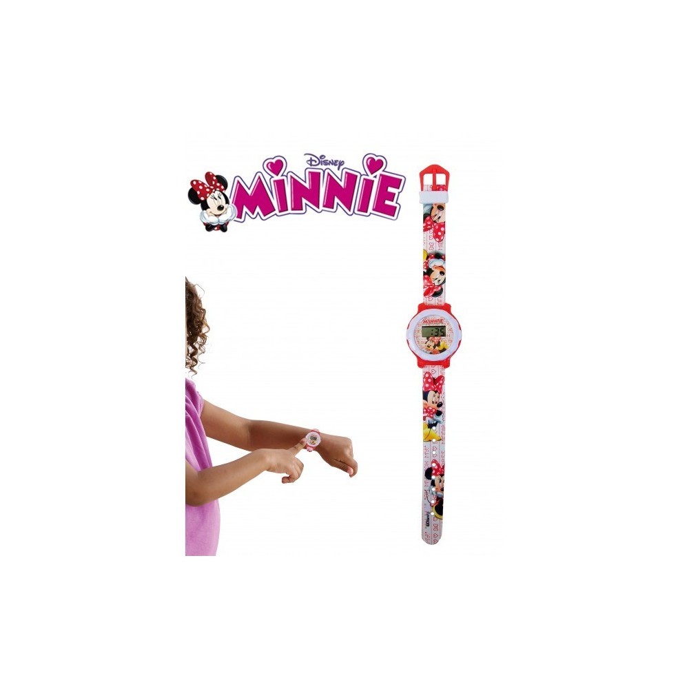 Montre numérique avec bracelet en caoutchouc infantile - garçon et fille - motif Minnie Mouse - Disney WD10561