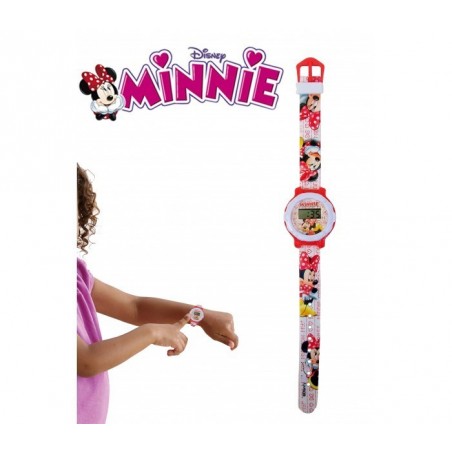 Montre numérique avec bracelet en caoutchouc infantile - garçon et fille - motif Minnie Mouse - Disney WD10561