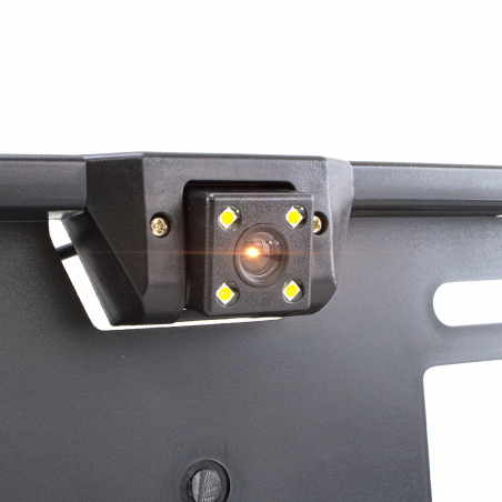 Support de plaque d'immatriculation avec caméra arrière et capteurs de recul