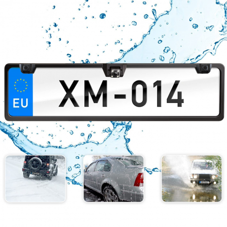 Support de plaque d'immatriculation avec caméra arrière et capteurs de recul