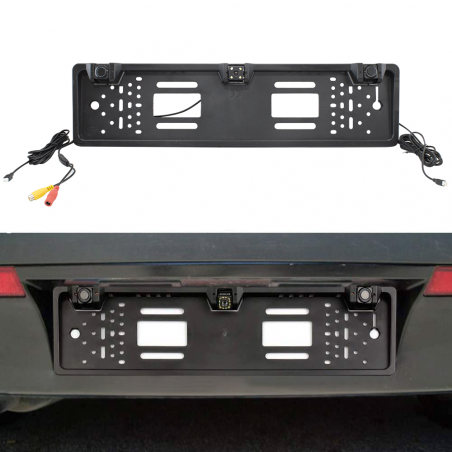 Support de plaque d'immatriculation avec caméra arrière et capteurs de recul