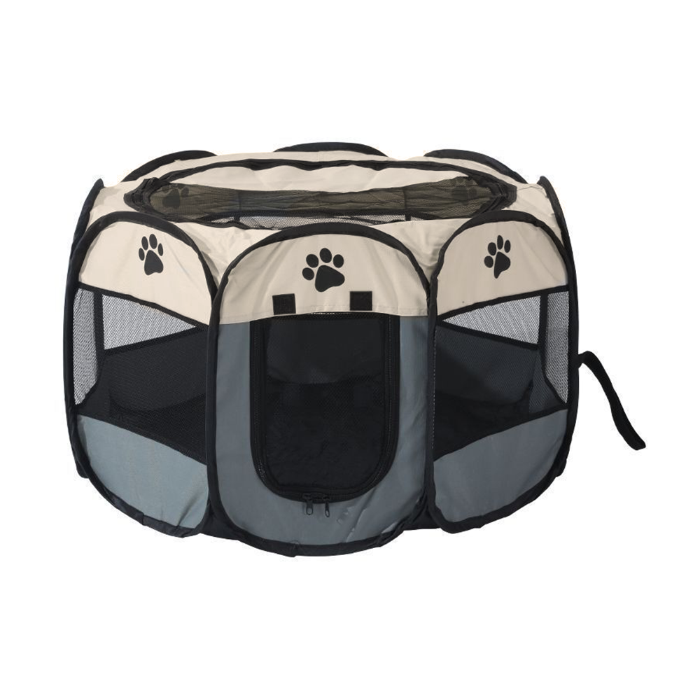 Box Tente pour Chiens Enclos pour Petits Animaux Pop-Up Beige 65x65cm