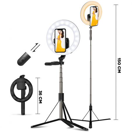 Ring Lamp Selfie Stick Ring Light 8" Trépied pliable avec télécommande 06
