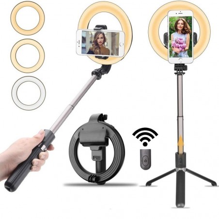 Selfie Stick Ring Light Led Ring 5" Trípode Plegable con Control Remoto 07