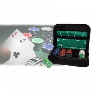 Set de poker articulé pour voyager 150 jetons 1 jeu de cartes et le tapis SET CANINE 2