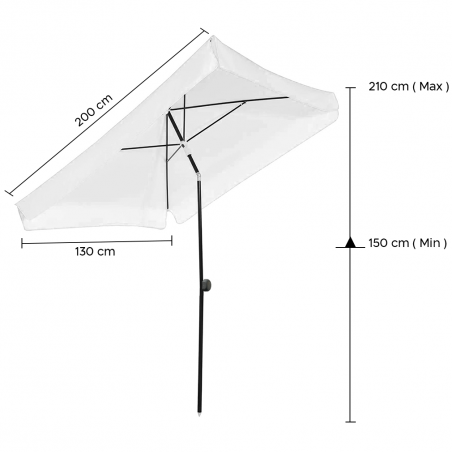 Parasol Rectangulaire pour Table Basse Easy Garden 4 Bâtons Inclinables