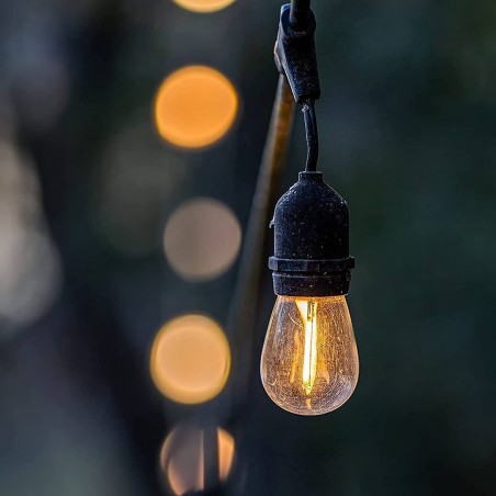 Guirlande Lumineuse LED 10m Chaudes Extérieures 10 Ampoules avec Panneau Solaire