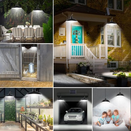 Lampes à suspension solaires intérieures et extérieures à panneaux solaires