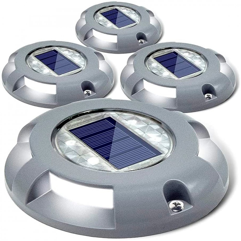 Set 4 Spots LED IP67 pour Lumière Froide Extérieure avec Panneau Solaire Intégré