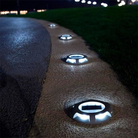 Set 4 Spots LED IP67 pour Lumière Froide Extérieure avec Panneau Solaire Intégré