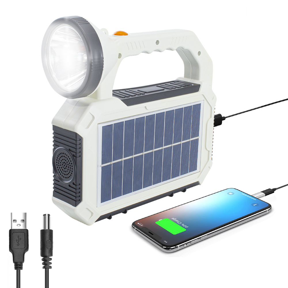 Lampe de secours portable à panneau solaire stroboscopique USB multifonction